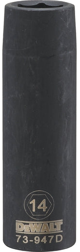 DeWALT DWMT73947OSP Impact Socket, 14 mm Socket, 1/2 in Drive, 6-Point, CR-440 Steel, Black Oxide